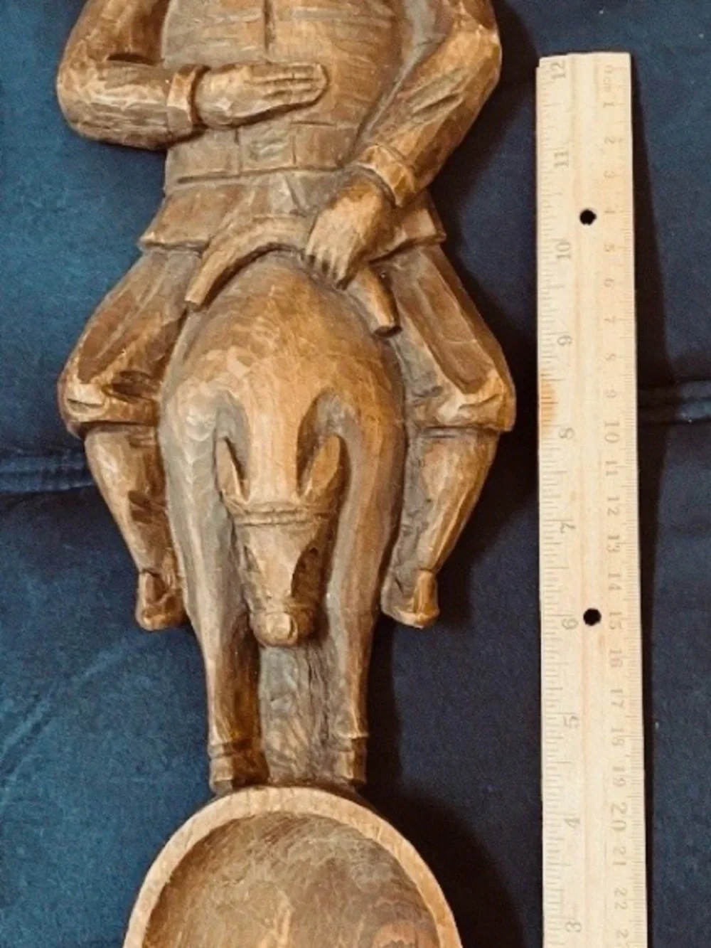 Sancho Panza riding his donkey-Spanish-vintage 1970’s-wood hand carved-wall hang